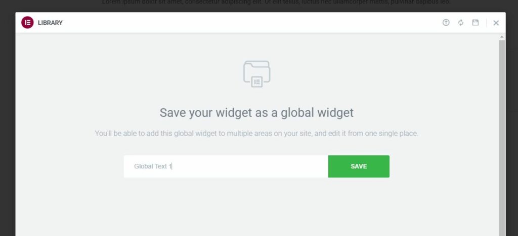 Name your Global Elementor Widget