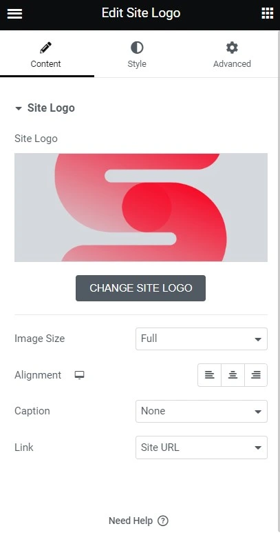 Elementor Site Logo Widget