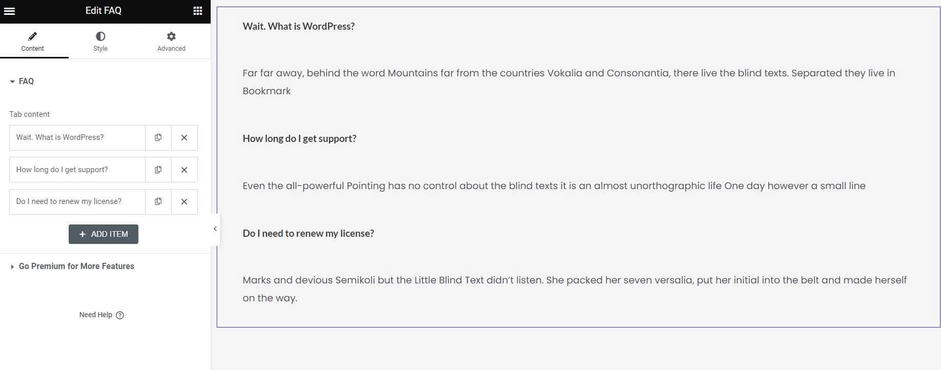 Elementskit Faq Widget