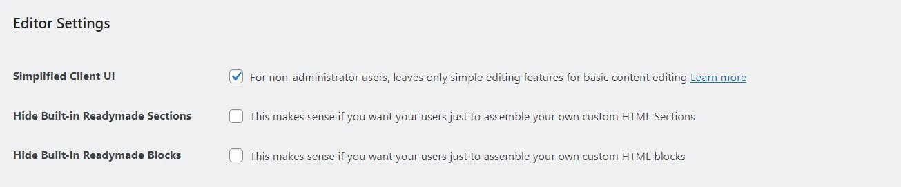 Livecanvas Editor Settings 