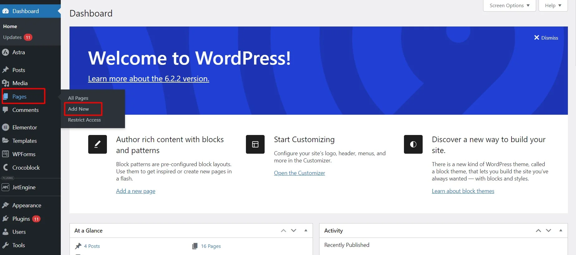 Go To Your Wordpress Dashboard And Create A New Page