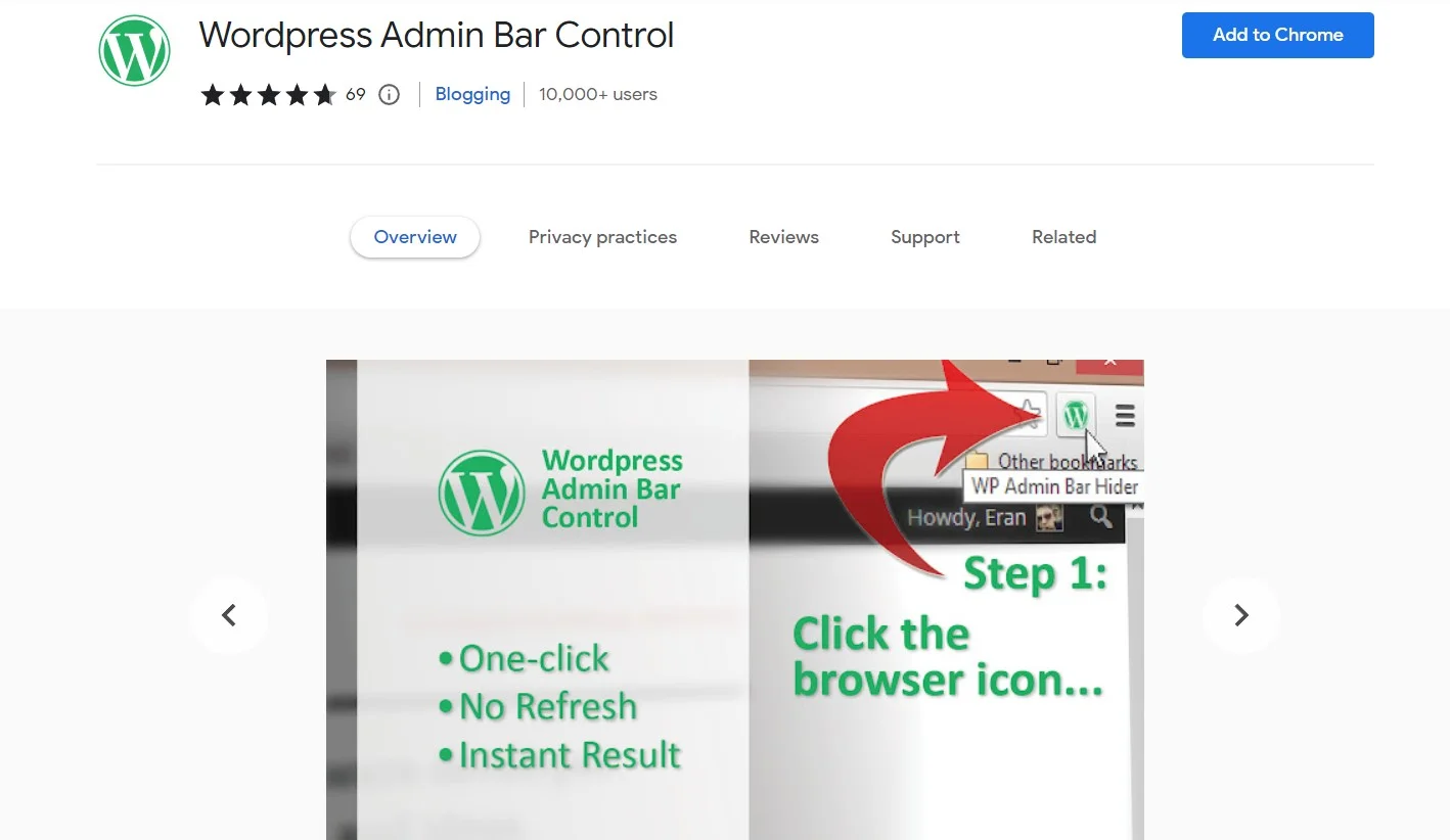 Wordpress Admin Bar Control Chrome Extension