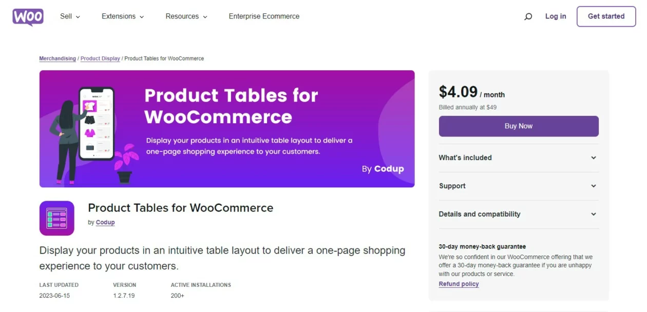 Product Tables For Woocommerce