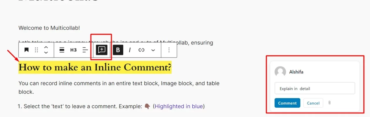 Multicollab Inline Comment