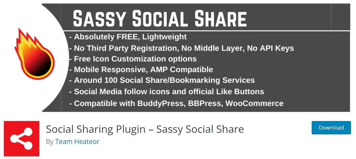 Sassy Social Share Wordpress Social Sharing Plugin